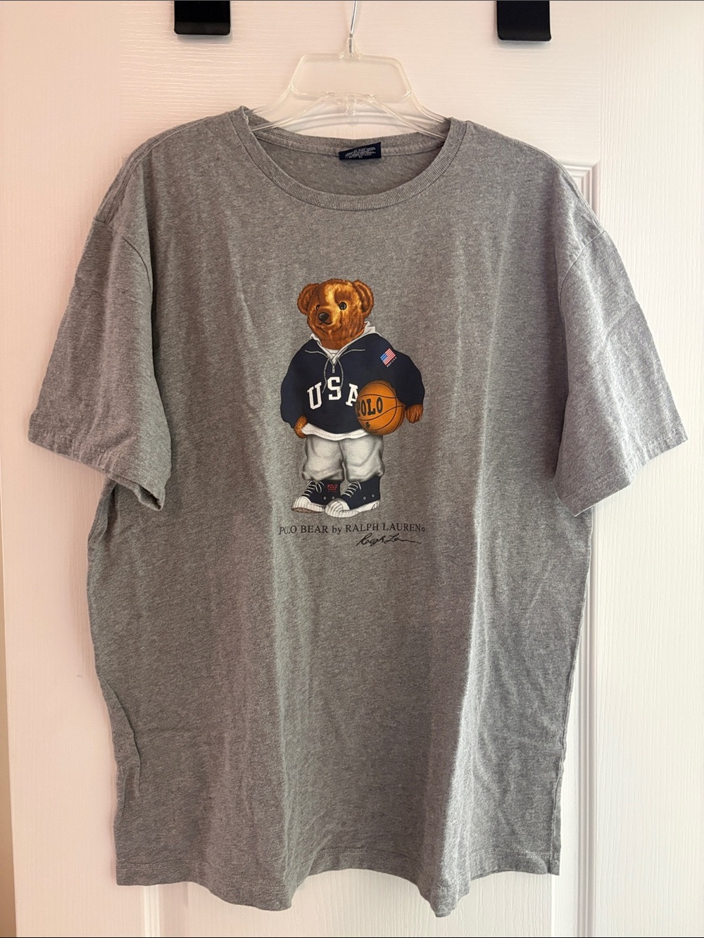 Vintage Polo By Ralph Lauren Gray Bear Graphic Short Sleeve Tee